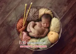 بک دراپ عکاسی نوزاد سبد کاموا بافتنی کد IBD-8786