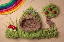 بک دراپ عکاسی نوزادی مزرعه و رنگین کمان تم پارچه ای کد IBD-9851