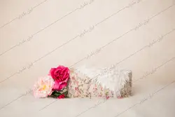 بک دراپ نوزاد بهاری با گل صورتی کد IBD-8143