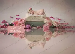 بک گراند نوزاد بهاری با رزهای صورتی عکاسی کد IBD-6607