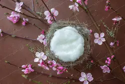 بک دراپ نوزاد سبد چوبی با گل های ریز صورتی کد IBD-4460