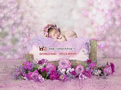 بک دراپ عکاسی نوزاد بهاری گل های بنفش کد IBD-5057