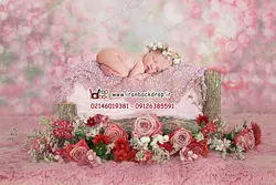 بک دراپ عکاسی نوزاد بهاری گل گل صورتی کد IBD-9390