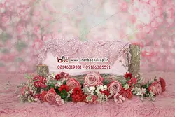 بک دراپ عکاسی نوزاد بهاری گل گل صورتی کد IBD-9390