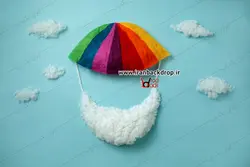 بک دراپ عکاسی نوزادی چتر رنگارنگ با تم پارچه ای کد IBD-6858