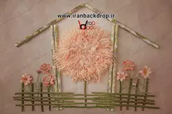 بک دراپ عکاسی نوزادی و بهاری با نمای کلبه کد IBD-4435