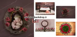 مجموعه 4 عددی بک دراپ عکاسی نوزادی بهاری کد IBD-3021