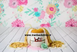 بک دراپ دیجیتال عکاسی سطل نوزاد با بک گراند گل کد IBD-1426