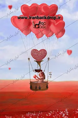 بک گراند ولنتاین کودک بالون قلب های قرمز کد IBD-2139