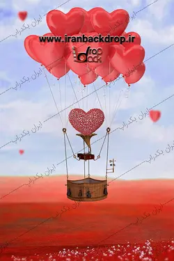 بک گراند ولنتاین کودک بالون قلب های قرمز کد IBD-2139