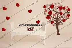 بک گراند کودک و نوزاد ولنتاین درخت عشق و نیمکت کد IBD-6788
