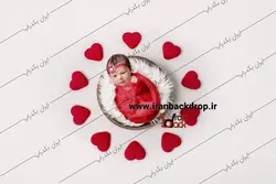 بک دراپ ولنتاین سبد نوزادی با قلب های کوچک کد IBD-5051