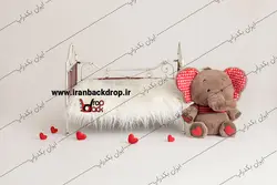 بک دراپ نوزاد و کودک تخت و فیل ولنتاین کد IBD-4370