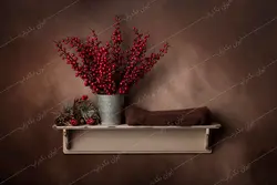 بک دراپ شلف نوزاد به همراه گلدان و کریسمس IBD-2248