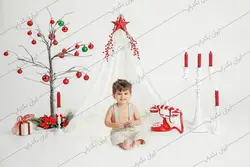 بک دراپ کودک چادر و درخت زمستانی در برف IBD-7275