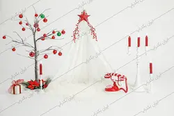 بک دراپ کودک چادر و درخت زمستانی در برف IBD-7275