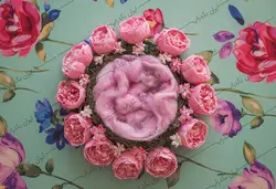 بک دراپ سبد نوزاد با گل های صورتی کد IBD-6421