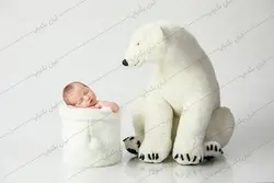 بک دراپ نوزاد خرس قطبی سفید زمستانی کد IBD-3428