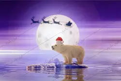بک دراپ کریسمس خرس قطبی و ماه  کد IBD-2306