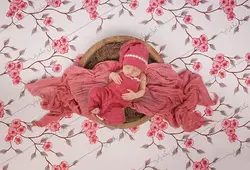 بک دراپ نوزاد گل های صورتی کد IBD-5599