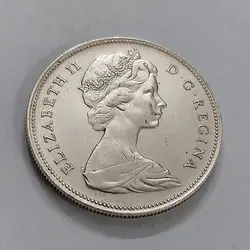 سکه نقره زیبا کانادا سال ۱۹۶۶ ملکه تاج اول سایز بزرگ وزن ۲۳.۵ گرم