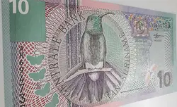 اسکناس خارجی طرح بسیار زیبای کشور سورینام واحد ۱۰( کیفیت بانکی )