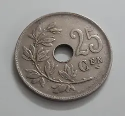 سکه کلکسیونی خارجی کشور بلژیک سال ۱۹۲۲ واحد ۲۵