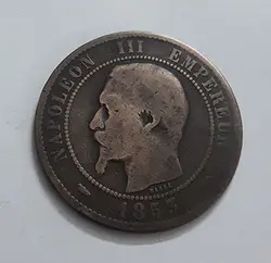 سکه کشور فرانسه تصویر ناپلئون تاریخ 1853