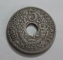 سکه خارجی بسیار کمیاب خاص هندوچین مستعمره فرانسه طرح بسیار زیبا سال ۱۹۲۵