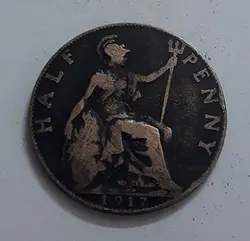 سکه نیم پنی بریتانیا  جرج پنجم سال 1917