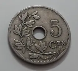 سکه خارجی کلکسیونی ۵ سنت کشور بلژیک سال ۱۹۰۶