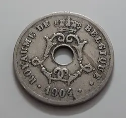 سکه خارجی کلکسیونی طرح زیبا و کمیاب کشور بلژیک واحد ۱۰ سال ۱۹۰۴