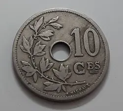 سکه خارجی کلکسیونی طرح زیبا و کمیاب کشور بلژیک واحد ۱۰ سال ۱۹۰۴