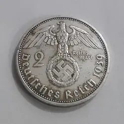 سکه نقره ۲ مارک صلیب شکسته آلمان سال ۱۹۳۹
