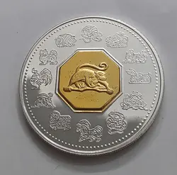 سکه نقره روکش طلا ۳۴ گرمی کانادا طرح زیبا به همراه جعبه اورجینال و شناسنامه