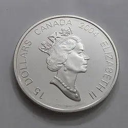 سکه نقره روکش طلا ۳۴ گرمی کانادا طرح زیبا به همراه جعبه اورجینال و شناسنامه