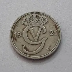سکه کلکسیونی خارجی ۲۵ اوره نروژ سال ۱۹۲۱