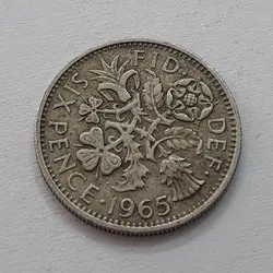 سکه شش پنس بریتانیا ملکه الیزابت سال ۱۹۶۵