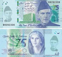 اسکناس زیبا خارجی کشور پاکستان واحد ۷۵(قیمت برای یک برگ است )