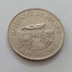 سکه کلکسیونی جرسی ملکه الیزابت  TEN PENCE مستعمره بریتانیا سال ۱۹۸۹