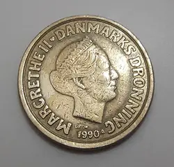 سکه خارجی کلکسیونی ۲۰ کرون کشور دانمارک سال ۱۹۹۰