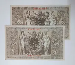 اسکناس خارجی کلکسیونی تابلویی جفت سریال کشور آلمان با قدمتی صد ساله سال ۱۹۱۰