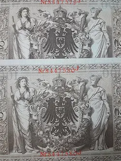 اسکناس خارجی کلکسیونی تابلویی جفت سریال کشور آلمان با قدمتی صد ساله سال ۱۹۱۰