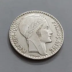 سکه نقره ۲۰ فرانک کلکسیونی فرانسه سال  ۱۹۳۸ قطر ۳۵ میلیمتر