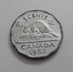 سکه کلکسیونی تیپ کمیاب کانادا واحد پنج تصوی شاه جرج ششم سال ۱۹۵۲ با قیمت عالی