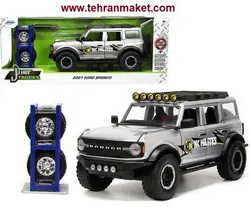 ماکت ماشین فلزی فورد برانکو 2021 آفرود با استند لاستیک بزرگ 1/24 جادا Jada تک جعبه Ford Bronco 2021 jada