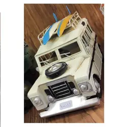 ماکت دکوری ماشین لندرور دست ساز فلزی بزرگ تک جعبه Decorative replica of a handmade metal Land Rover car