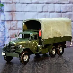 ماکت دکوری کامیون نظامی دست ساز فلزی بزرگ تک جعبه Decorative replica of a handmade metal military truck
