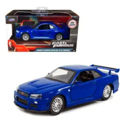 ماشین فلزی نیسان اسکای لاین GT-R R34 جادا 1/32 تک جعبه Brian's Nissan Skyline GT-R R34 Jada 1/32 Fast & Furious Blue Diecast Model Car – تهران ماکت