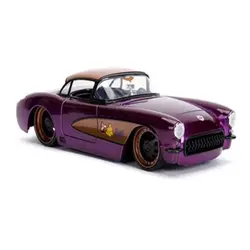 ماکت ماشین فلزی شورلت کوروت 1957 با فیگور فلزی دختر بت گرل بزرگ 1/24 جادا تک جعبه Jada 1:24 Batgirl &amp; 1957 Chevy Corvette DC Comics Bombshells